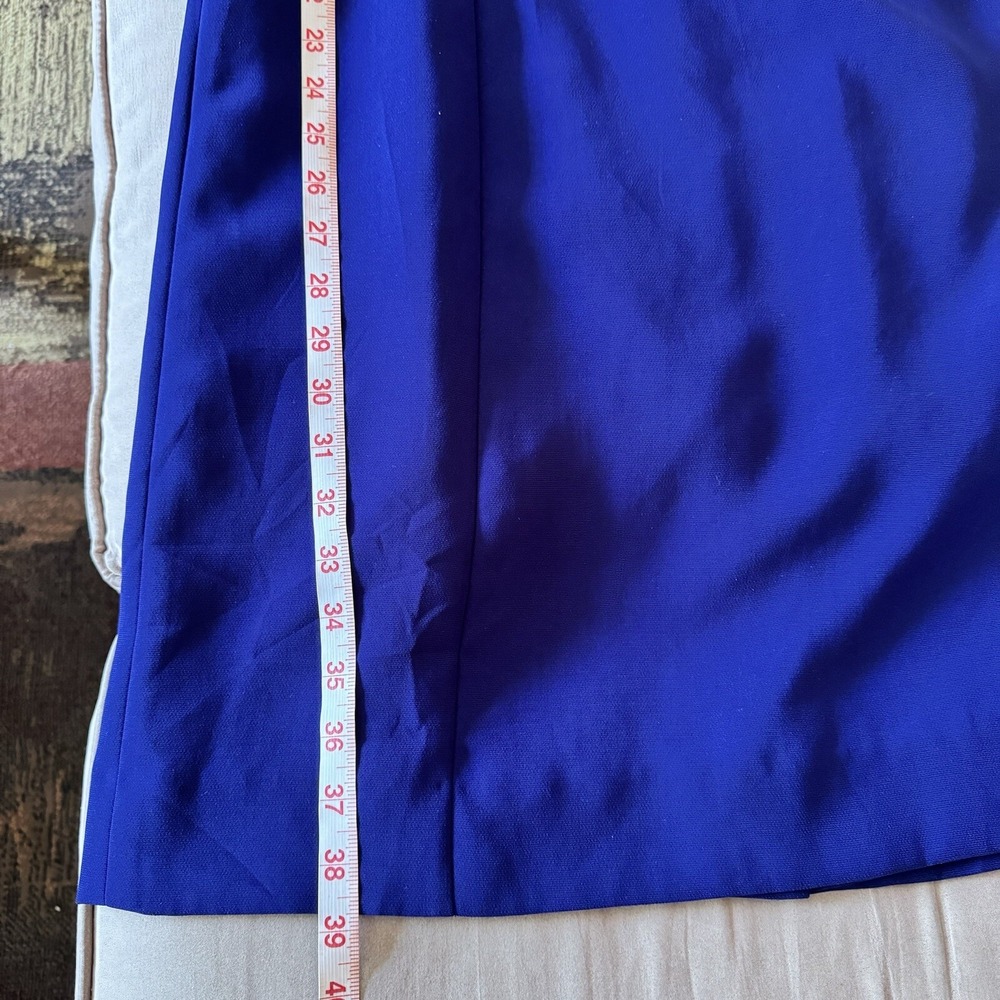 TAHARI. Blue Shift Dress. Envelope Collar. S 10. Cap sleeves. Midi. Fully Lined. - Picture 10 of 12
